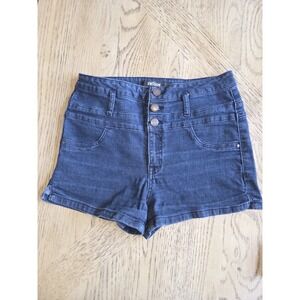 Refuge 3 Button High Waist Women's Shorts Refuge Size 6 Shorty Shorts Denim